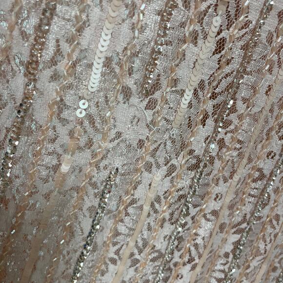 Mac Duggal NWT Sequined Sleeveless Plunge Neck Flowy Gown Rose Gold Size 16 - Picture 14 of 14